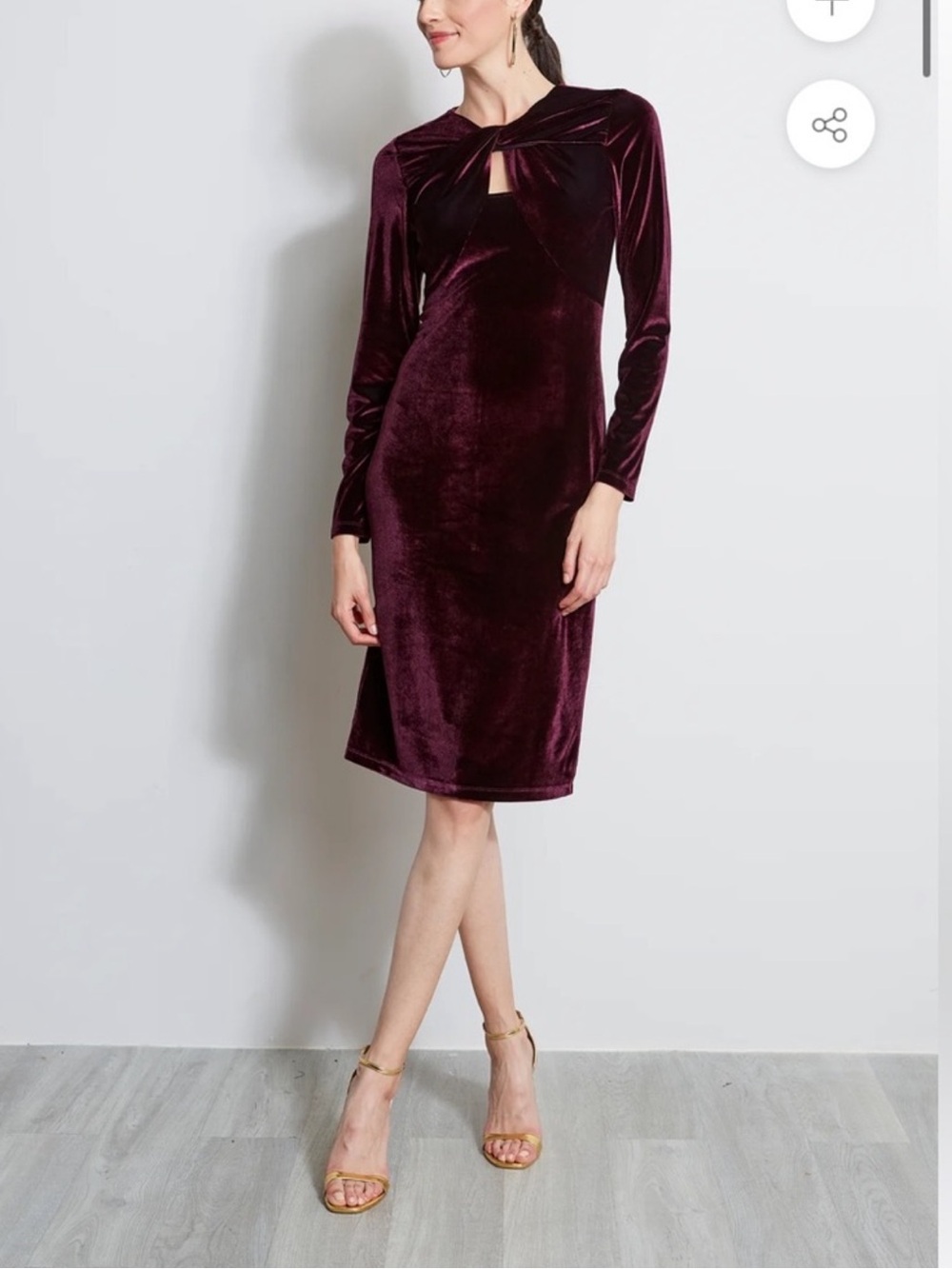 NWT Elie Tahari Velvet Cutout Twist Neck Dress Merlot XL